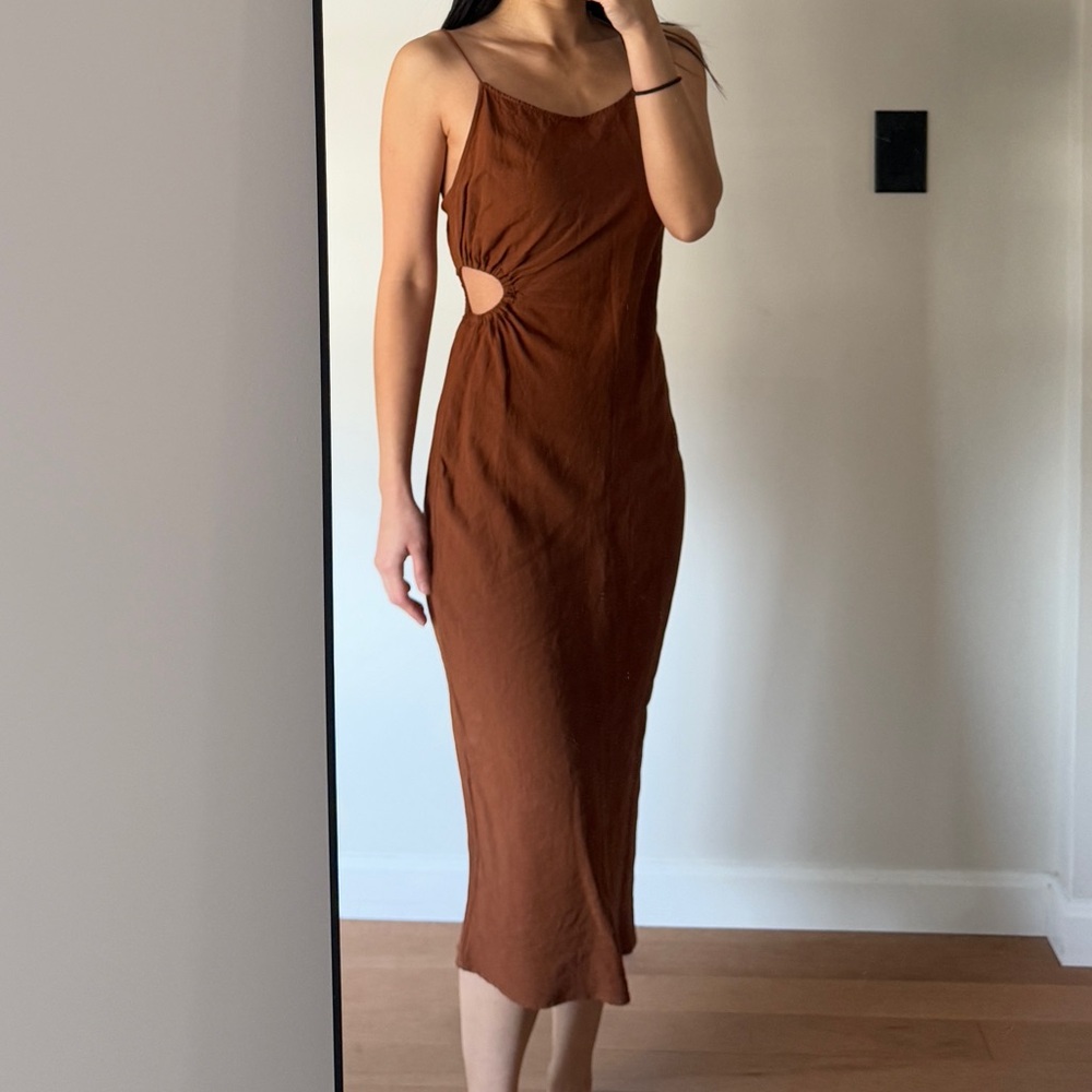 Zara brown linen dress